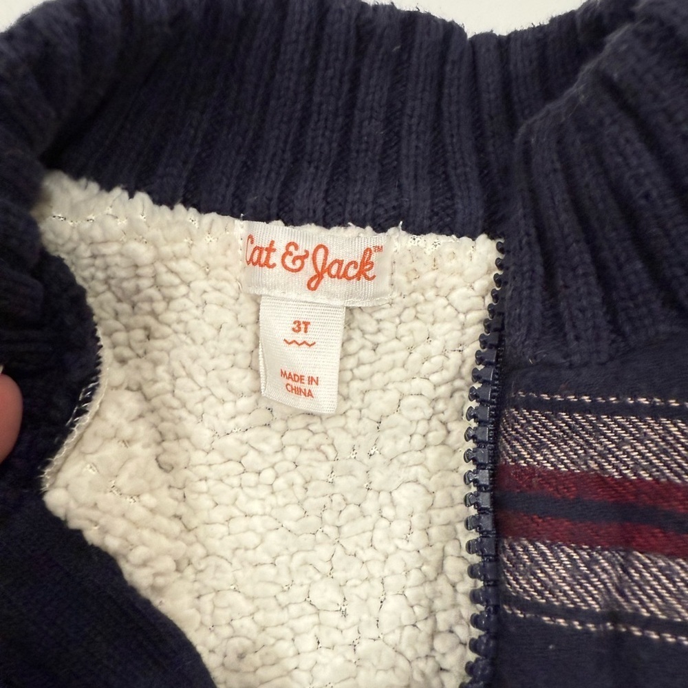 Cat & Jack Fleece lined plaid sweater- 3T - Picture 2 of 3